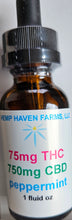 Load image into Gallery viewer, 75mg THC / 750mg CBD TINCTURE: peppermint