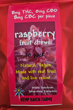 Load image into Gallery viewer, RASPBERRY 8mg THC, 8mg CBC 10-pack fruit chews