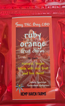 Load image into Gallery viewer, RUBY ORANGE 5mg THC, 0mg CBD 10 pack fruit chews