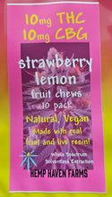Load image into Gallery viewer, 10mg THC - 10mg CBG, STRAWBERRY LEMON FRUIT CHEWS 10 PACK