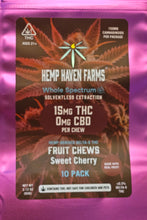 Load image into Gallery viewer, 15mg THC, 0mg CBD Sweet Cherry Fruit Chew 10 pack - Chemical free, Solvent free, CO2 free