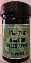 Load image into Gallery viewer, 10mg THC, 0mg CBD GREEN APPLE: 10 or 20 PACK Vegan Fruit Chews- Chemical free, Solvent free, CO2 free