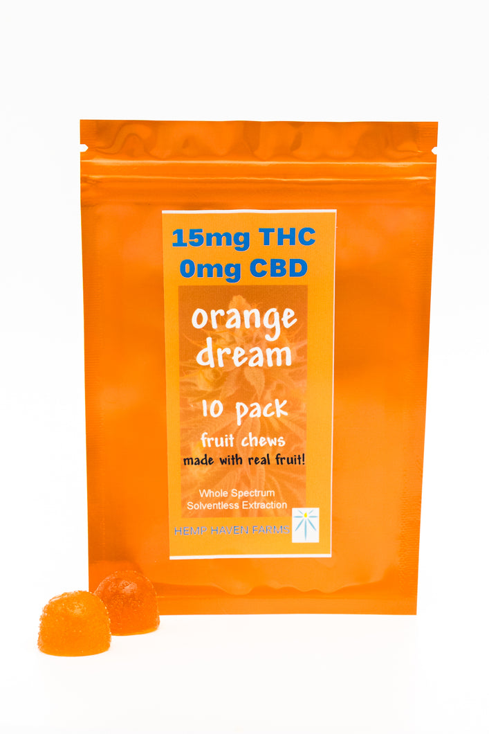 15mg THC, 0mg CBD ORANGE DREAM Fruit Chews