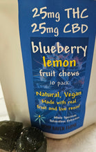 Load image into Gallery viewer, NEW PRODUCT! Blueberry Lemon 1:1 ratio 25mg THC, 25mg CBD