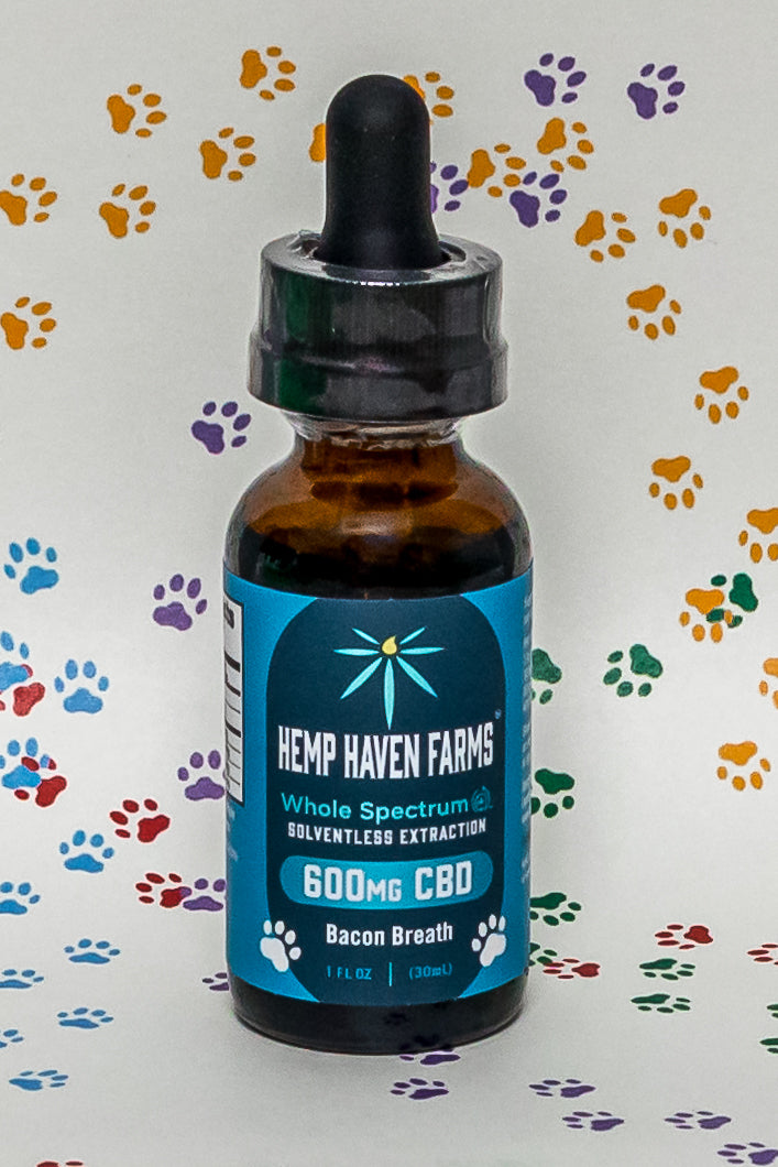 Bacon Flavored Pet Tincture with 600mg CBD - Chemical free, Solvent free, CO2 free