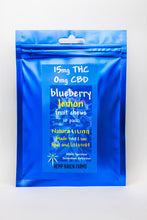 Load image into Gallery viewer, BLUEBERRY LEMON 15mg THC, 0mg CBD Fruit Chew with Live Resin 10 pack - Chemical free, Solvent free, CO2 free