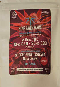 2.5mg THC, 15mg CBN, 30mg CBD "Sleep" Vegan Fruit Chew - Chemical free, Solvent free, CO2 free