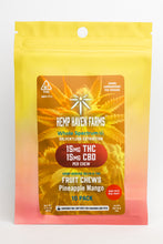 Load image into Gallery viewer, 15mg THC, 15mg CBD PINEAPPLE MANGO Fruit Chew 10 pack: Chemical-free, Solvent-free, CO2-free